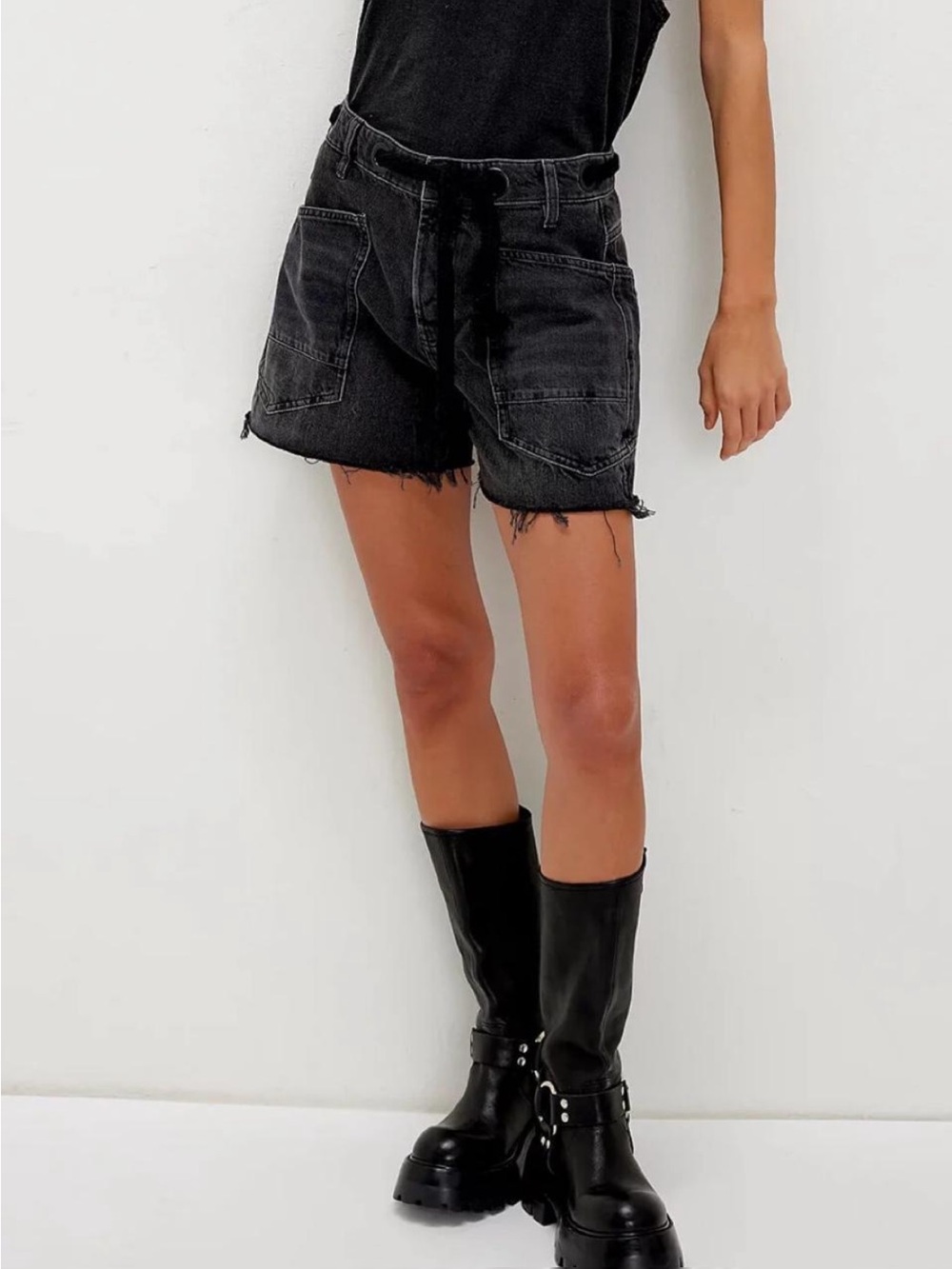 Free People We The Free Moxie Barrel Shorts in Night Hawk